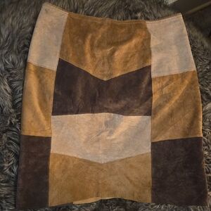 Vintage Limited Too Faux Suede Patchwork Skirt - Size 7JR - Y2K Boho
